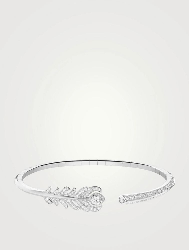 Plume De Paon 18K White Gold Bracelet With Diamonds