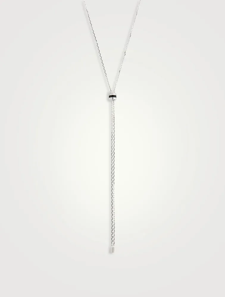 Mini Quatre Black Edition 18K White Gold Tie Necklace With Black PVD And Diamonds