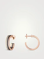 XS Motif Quatre Classique 18K Gold Hoop Earrings With Brown PVD And Diamonds