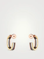 XS Motif Quatre Classique 18K Gold Hoop Earrings With Brown PVD And Diamonds