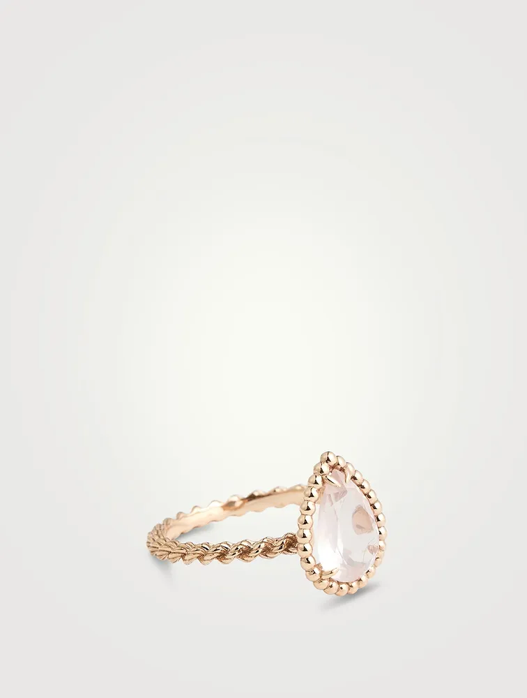 S Motif Serpent Bohème 18K Rose Gold Ring With Pink Quartz