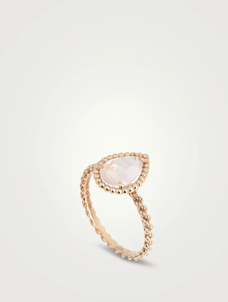 S Motif Serpent Bohème 18K Rose Gold Ring With Pink Quartz