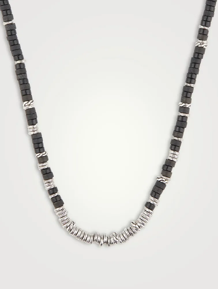 Heishi Beaded Necklace With Black Onyx