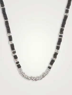 Heishi Beaded Necklace With Black Onyx