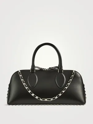 Rockstud Leather Top Handle Bag
