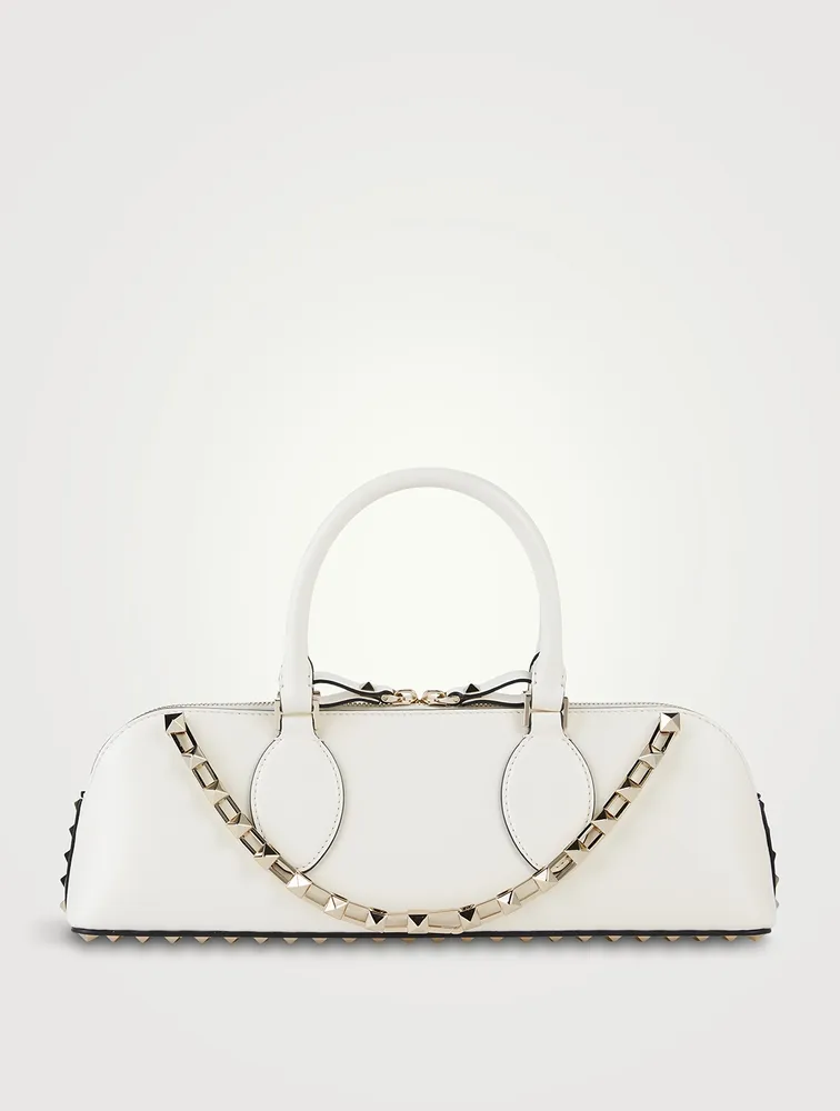 Rockstud Leather Top Handle Bag