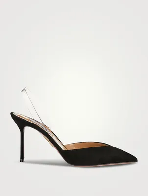 V Plexi Suede Slingback Pumps