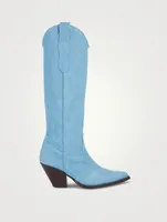 Denim Knee-High Western Boots