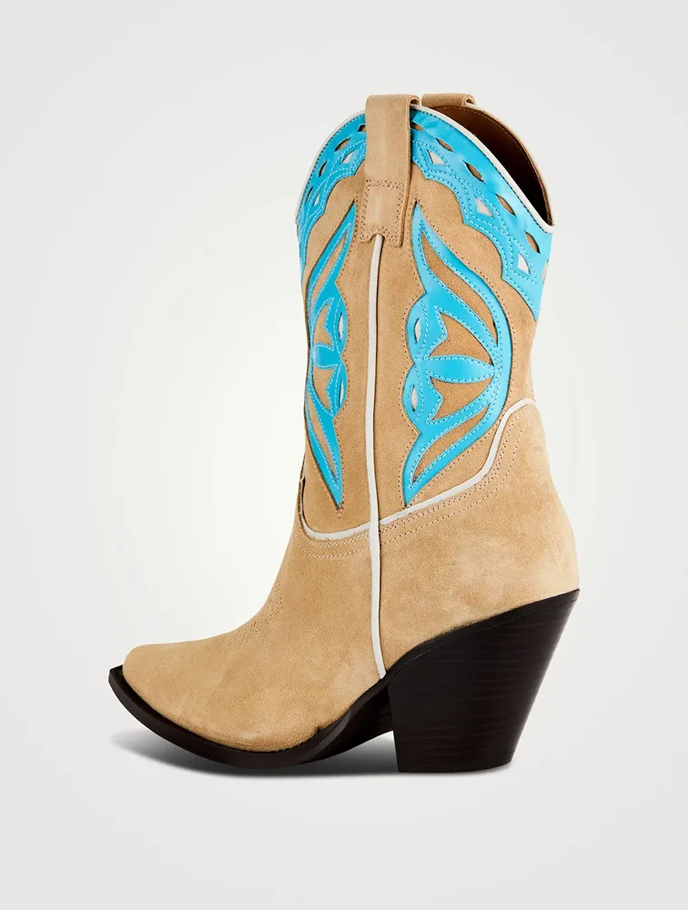 Suede And Leather Western Boots