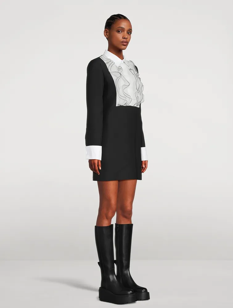 Crepe Couture Ruffled Mini Dress