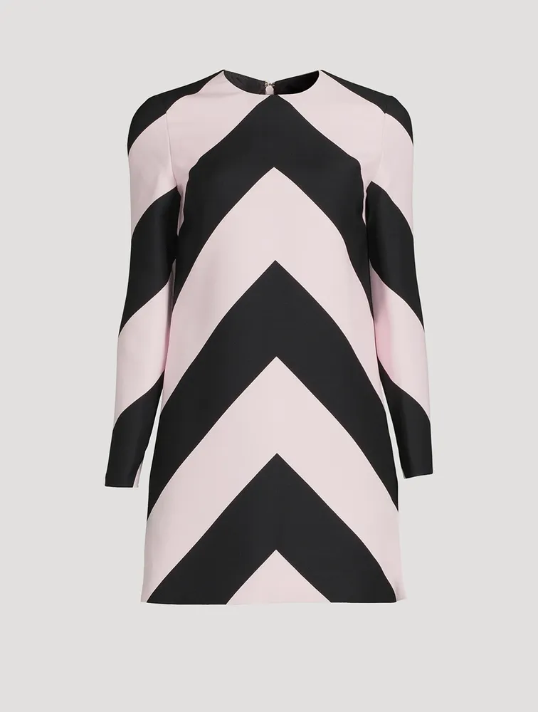 Crepe Couture Shift Dress Chevron Print