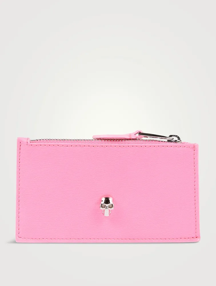 Skull Leather Zip Card Holder