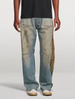 Deconstructed Relaxed Jeans With Poplin Check