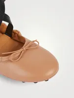 Bubble Leather Ballet Flats With Ankle Strap