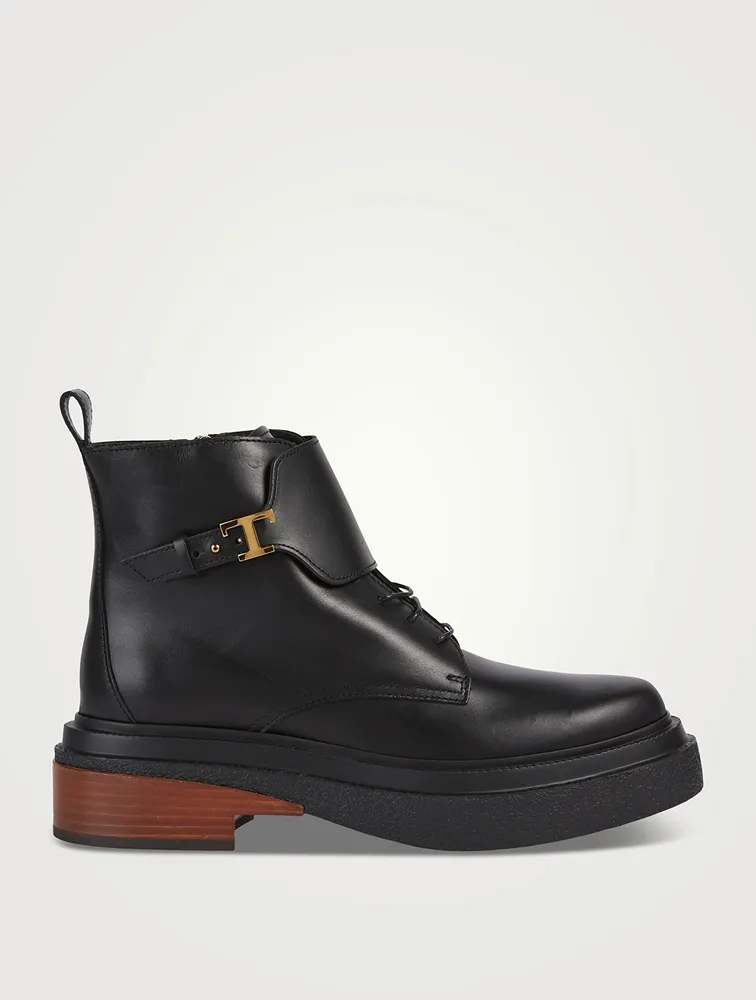 Leather Lace-Up Combat Boots