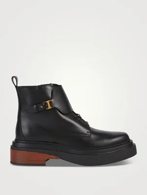 Leather Lace-Up Combat Boots