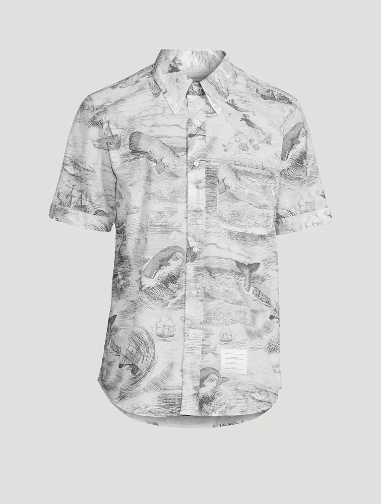 Nautical Toile Poplin Short Sleeve Shirt