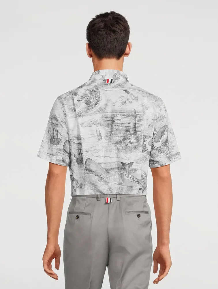 Nautical Toile Poplin Short Sleeve Shirt