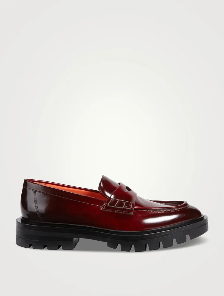 Feline Leather Penny Loafers