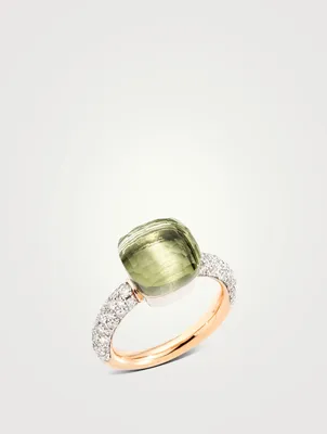 Nudo Classic 18K White And Rose Gold Ring With Prasiolite Diamonds