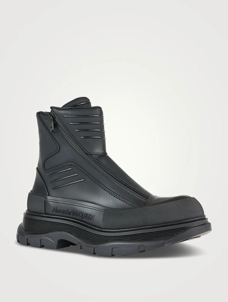 Leather Tread Moto Zip Boots