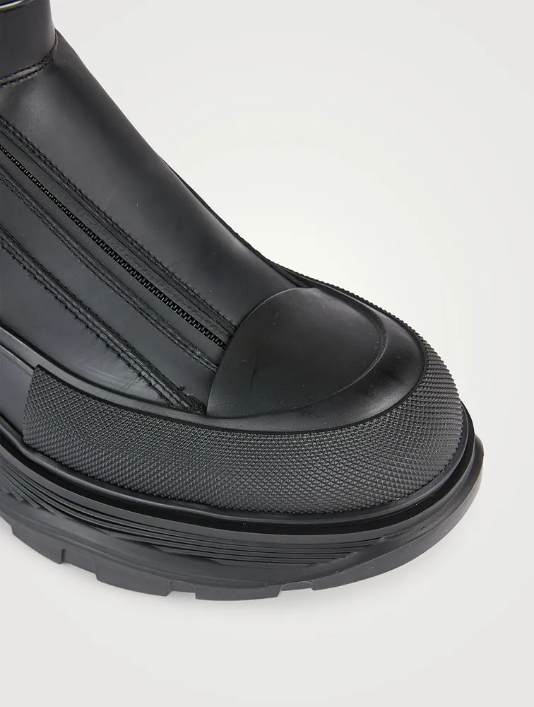 Leather Tread Moto Zip Boots