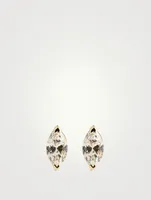 18K Gold Diamond Marquise Halo Stud Earrings