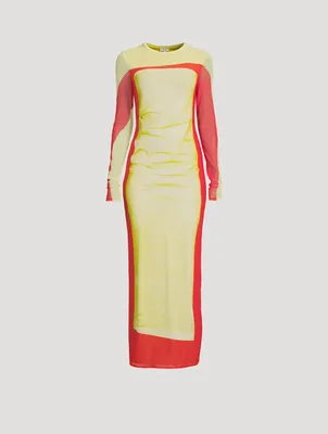 Trompe L'œil Mesh Maxi Dress