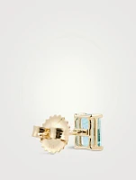 Amalfi 14K Gold Blue Topaz Emerald-Cut Stud Earrings