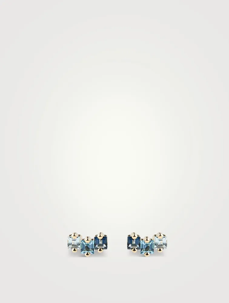 Gold Princess-Cut Stud Earrings