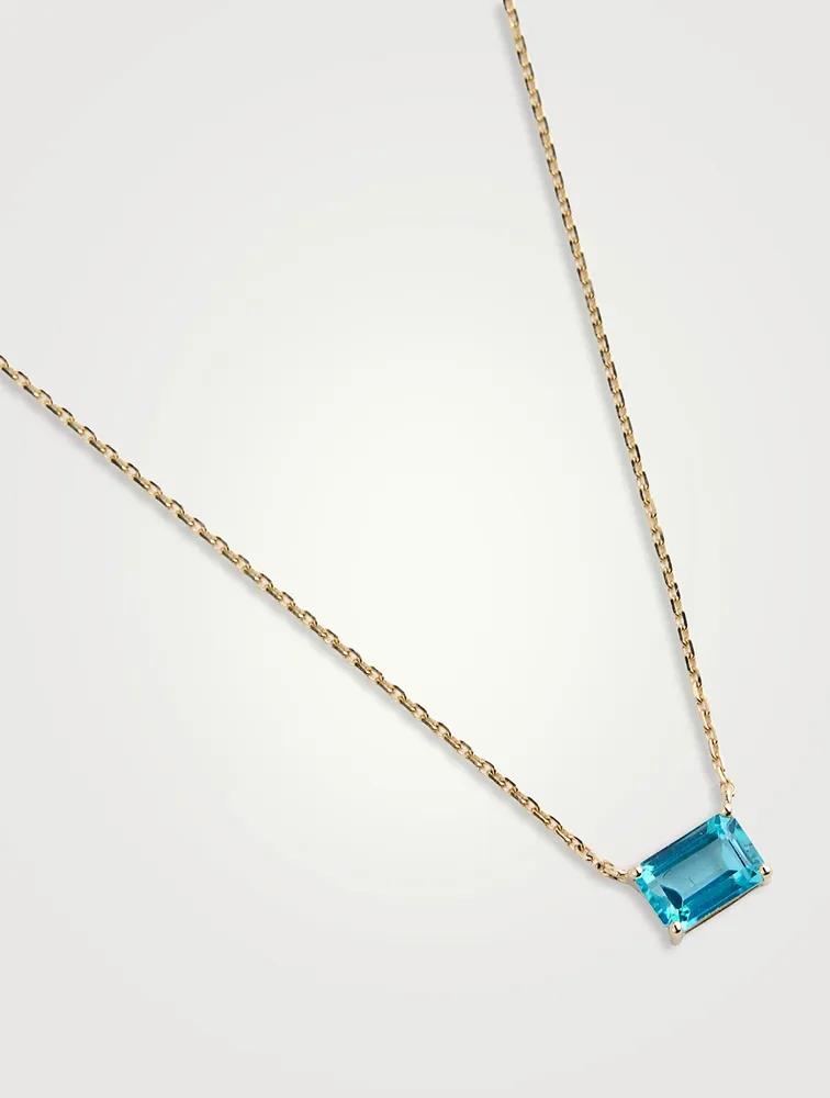 Gold Emerald-Cut Paraiba Topaz Necklace