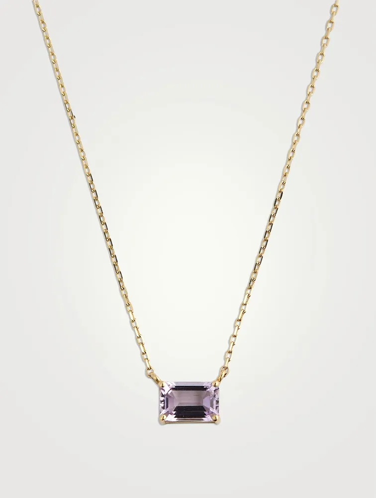 Gold Emerald-Cut Rose De France Necklace