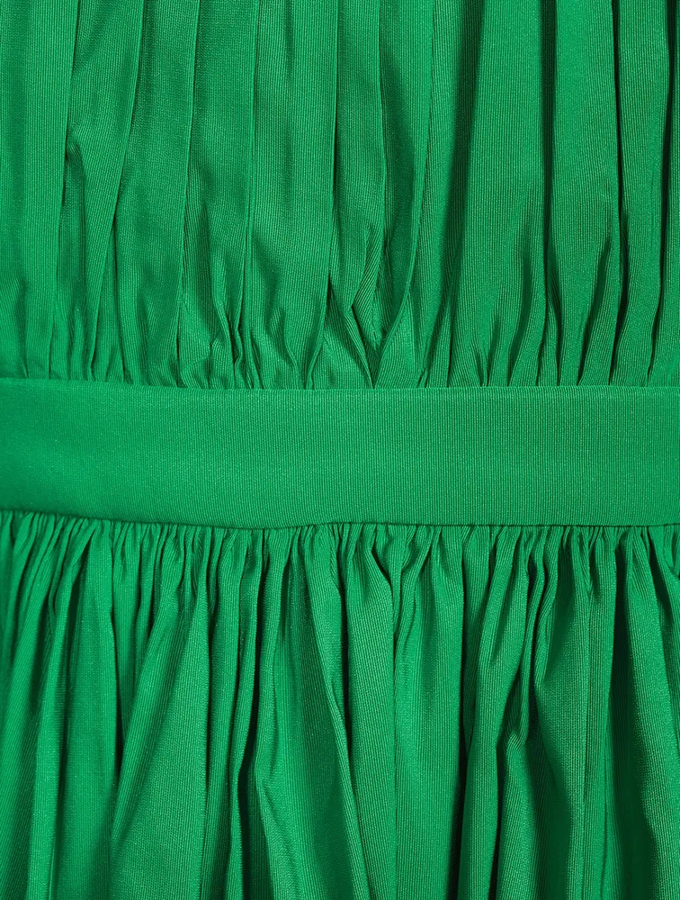 Pleated Polyfaille Midi Dress