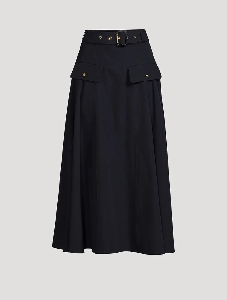 Belted Military Midi Skirt