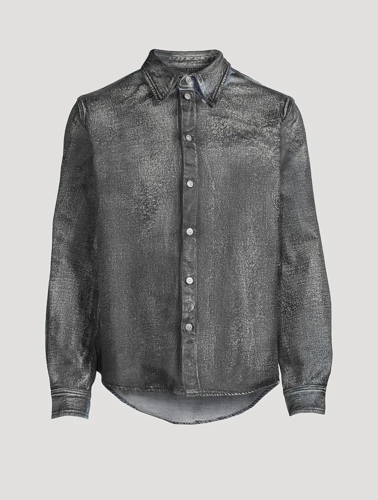 Coated Denim Two-Tone Shirt