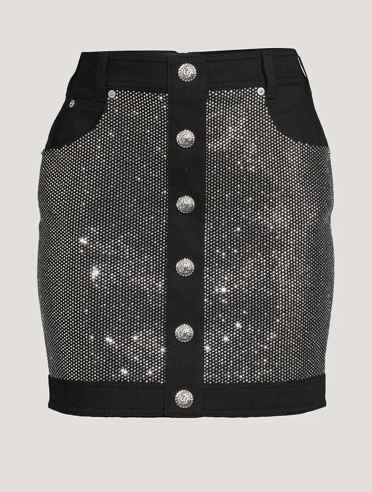 Embellished Denim Mini Skirt