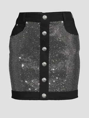 Embellished Denim Mini Skirt