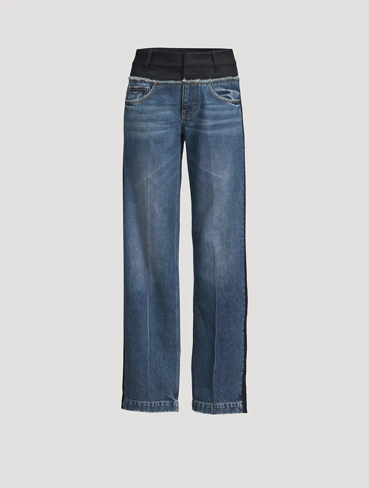 Twill Panelled Straight-Leg Jeans