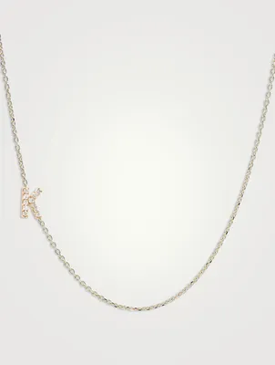 Love Letter 14K Gold K Initial Pavé Diamond Necklace