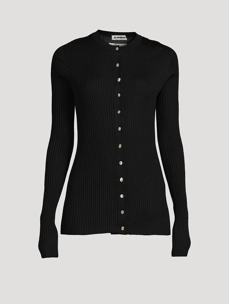 Wool And Silk Ribbed Cardigan