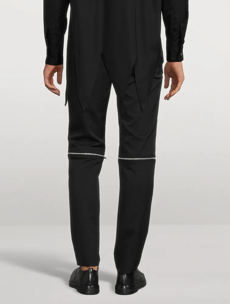 Wool Slim-Fit Pants With Zipper