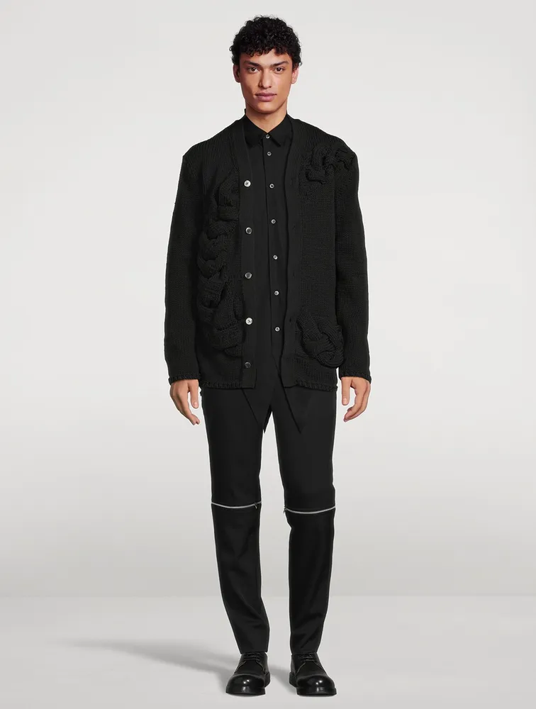 Wool Slim-Fit Pants With Zipper
