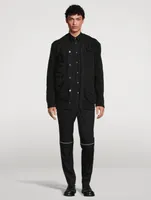 Wool Slim-Fit Pants With Zipper