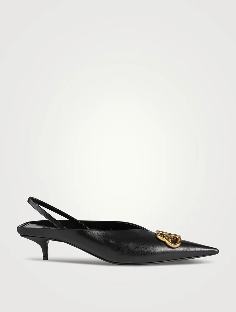 Square Knife BB Leather Slingback Pumps