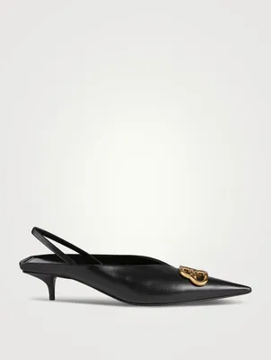 Square Knife BB Leather Slingback Pumps