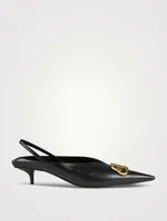 Square Knife BB Leather Slingback Pumps