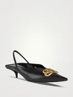 Square Knife BB Leather Slingback Pumps