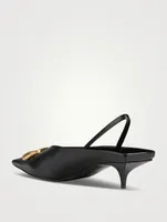 Square Knife BB Leather Slingback Pumps