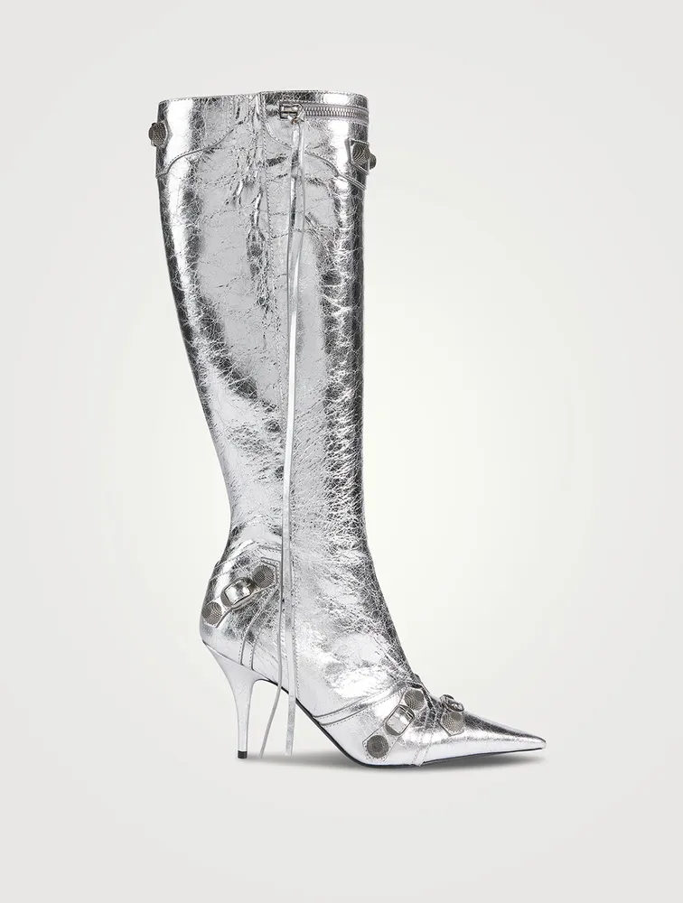 Cagole Metallic Leather Knee-High Boots