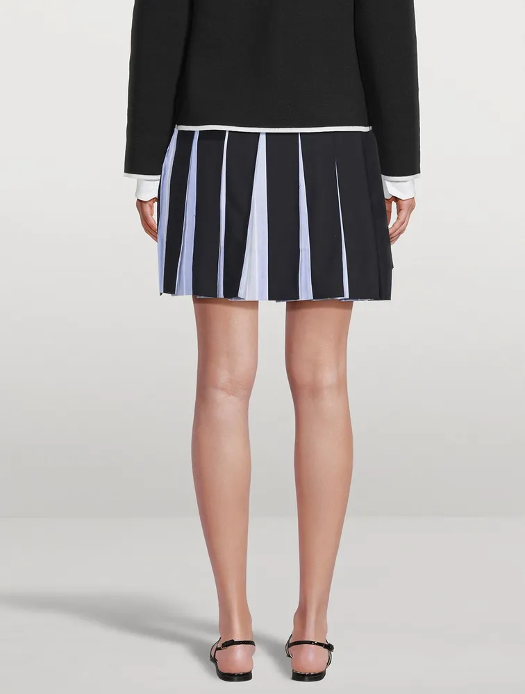Pleated Wool Mini Skirt
